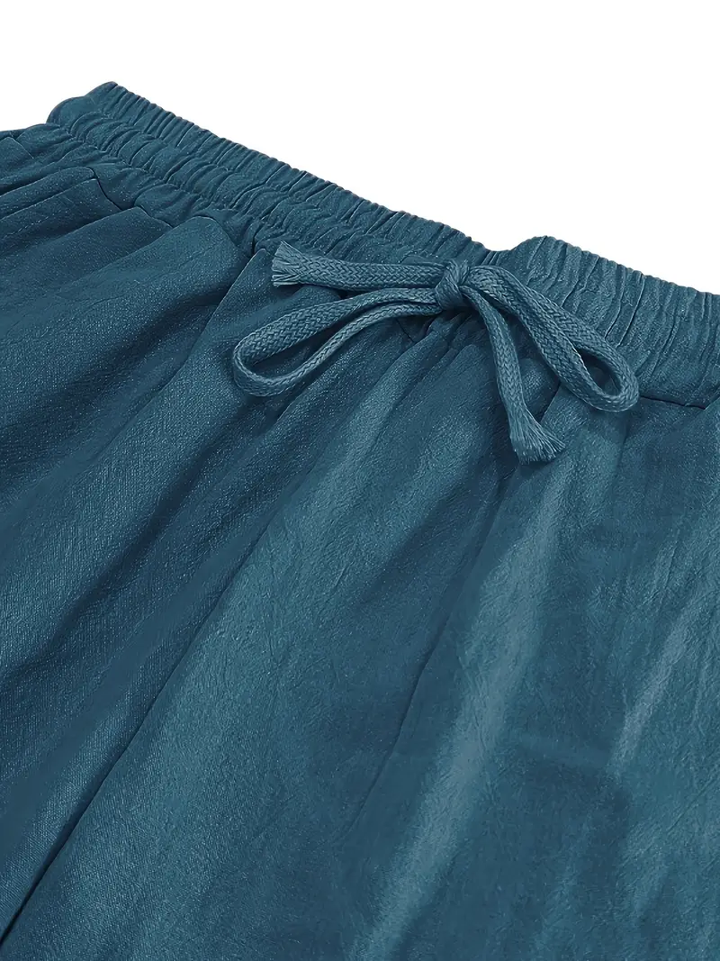 Elastik Beli ile Drawstring, Bol Kesim, Düz Beyaz, Plaj ve Sokak Stili Açık Hava Aktiviteleri için Mükemmel Erkek Eşofman