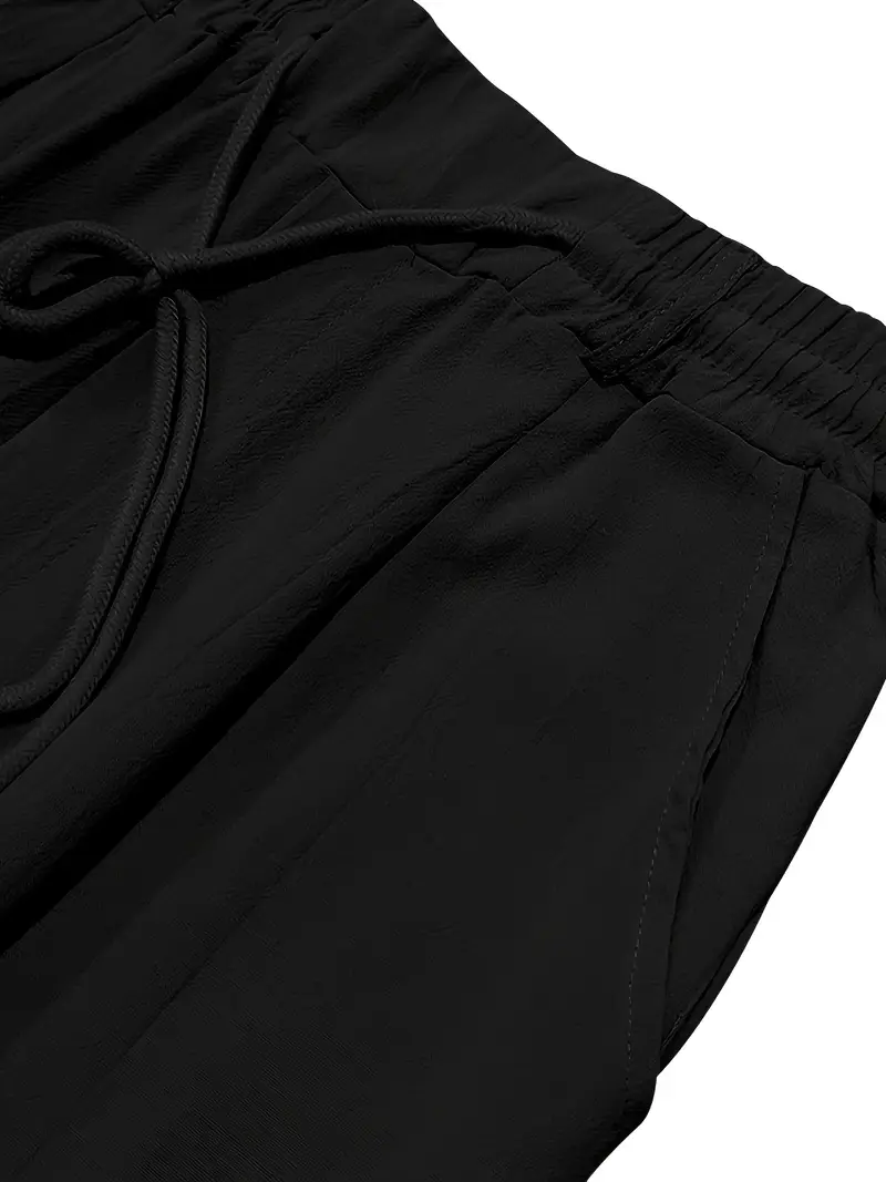 Elastik Beli ile Drawstring, Bol Kesim, Düz Beyaz, Plaj ve Sokak Stili Açık Hava Aktiviteleri için Mükemmel Erkek Eşofman