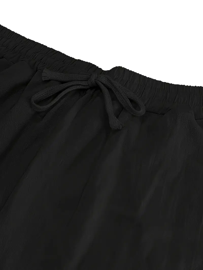 Elastik Beli ile Drawstring, Bol Kesim, Düz Beyaz, Plaj ve Sokak Stili Açık Hava Aktiviteleri için Mükemmel Erkek Eşofman