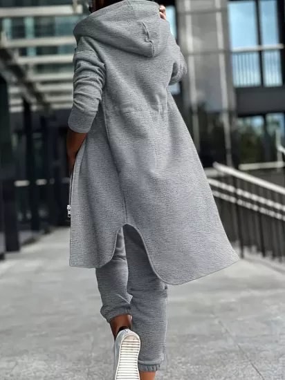 Şık Düz Renkli Kapşonlu Kazak ve Eşofman Takımı Polyester, Fermuarlı, Uzun kollu Günlük Giyim İçin Kadın Eşofman Takımı
