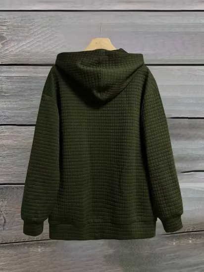 Mektup Baskılı Fermuarlı Çift Cep Kapşonlu Rahat Uzun Kollu Bağcıklı Kadın Sweatshirt